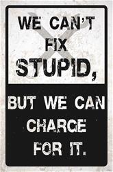 We Can't Fix Stupid Steel Sign SUM005