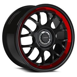 Vision Street Designs 478 Alpine Series Gloss Black Brushed Red Lip Wheels 18x8.5