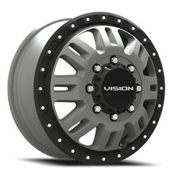 Vision HD 408 Manx 2 Dually Series Satin Gray Wheels with Black Lip 17x6.5