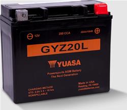 Yuasa GYZ Maintenance-Free Batteries for 2001-2005 GL1800 GOLD WING, 2009-2016 GL1800 GOLD WING AIRBAG, 2004-2005 NRX1800 RUNE - GYZ20L
