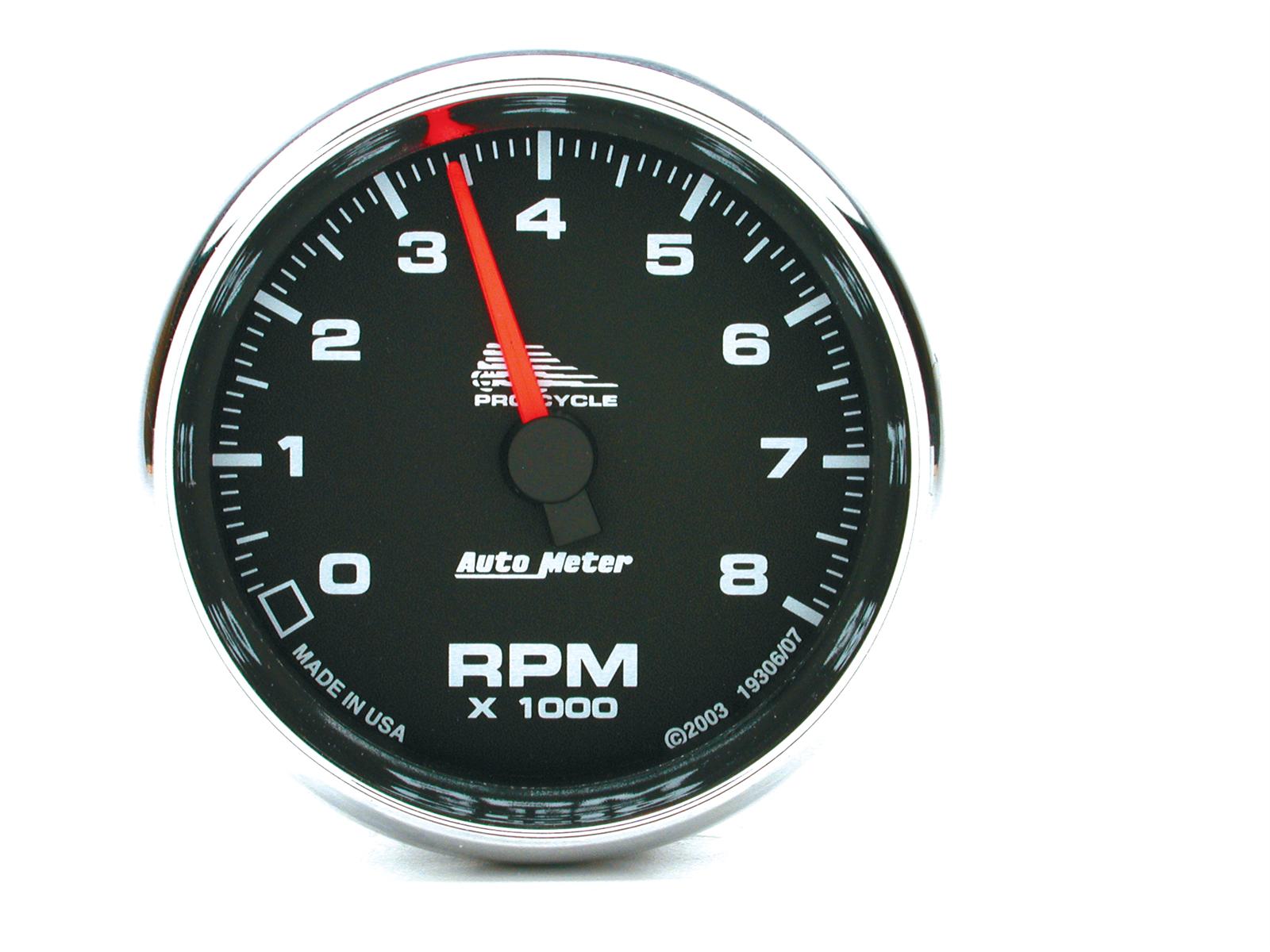 Autometer Pro-Cycle Gauge Tach 3 3/4in 8K Rpm 2&4 Cylinder Black