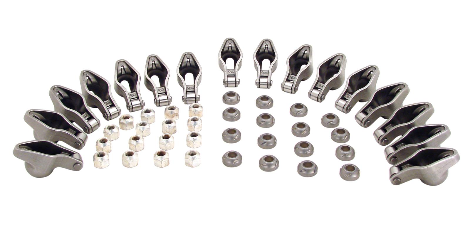 w/Nuts and Balls Chevy SBC 350 1.6 Ratio 3/8" Steel Roller Tip Rocker Arms Set