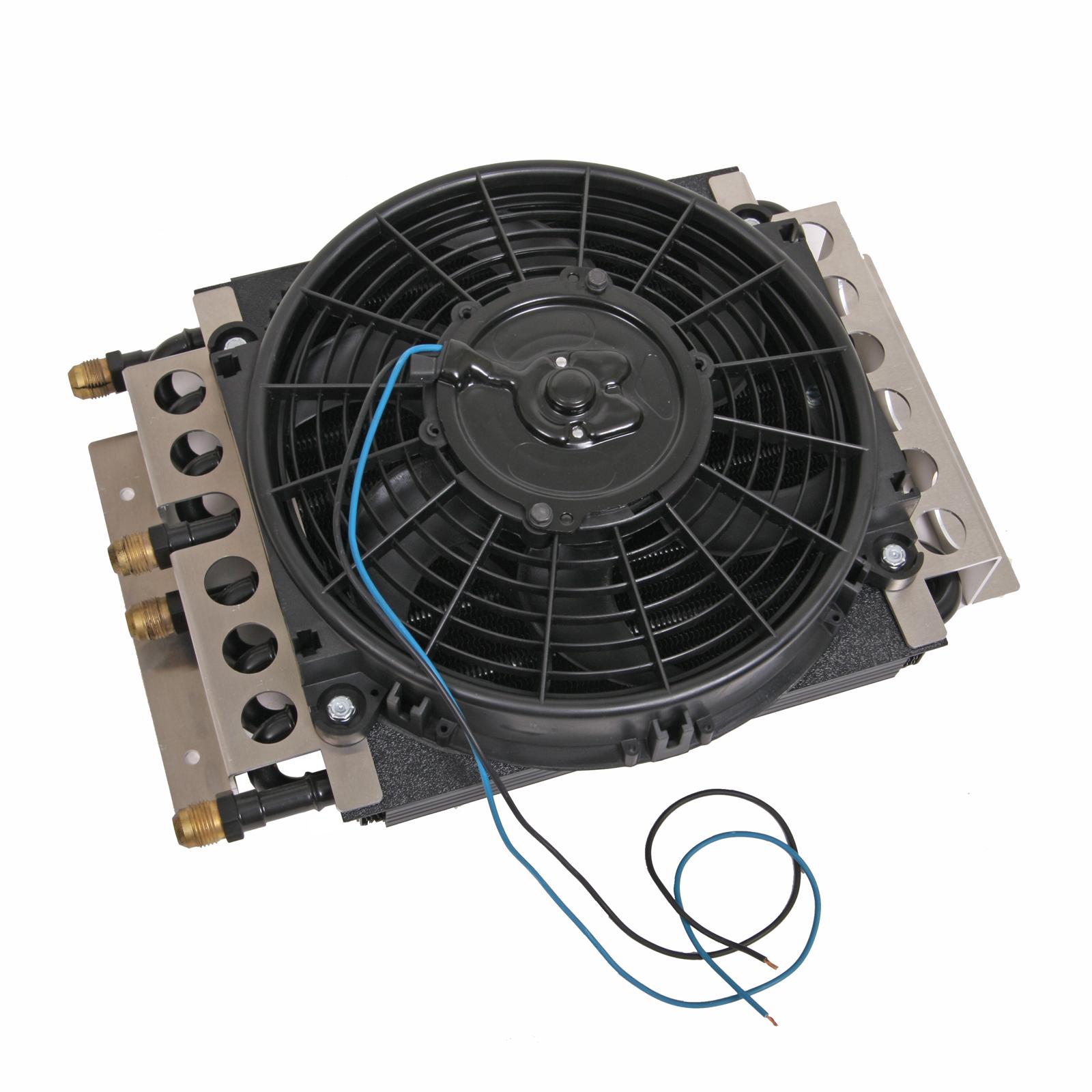 Derale Electra-Cool Remote Fluid Coolers 15200 Cooler, Electra-Cool, Tube and Fin, Copper/Aluminum, Black, 11.5 in. x 15.7 in. x 5 in., 650 cfm Fan