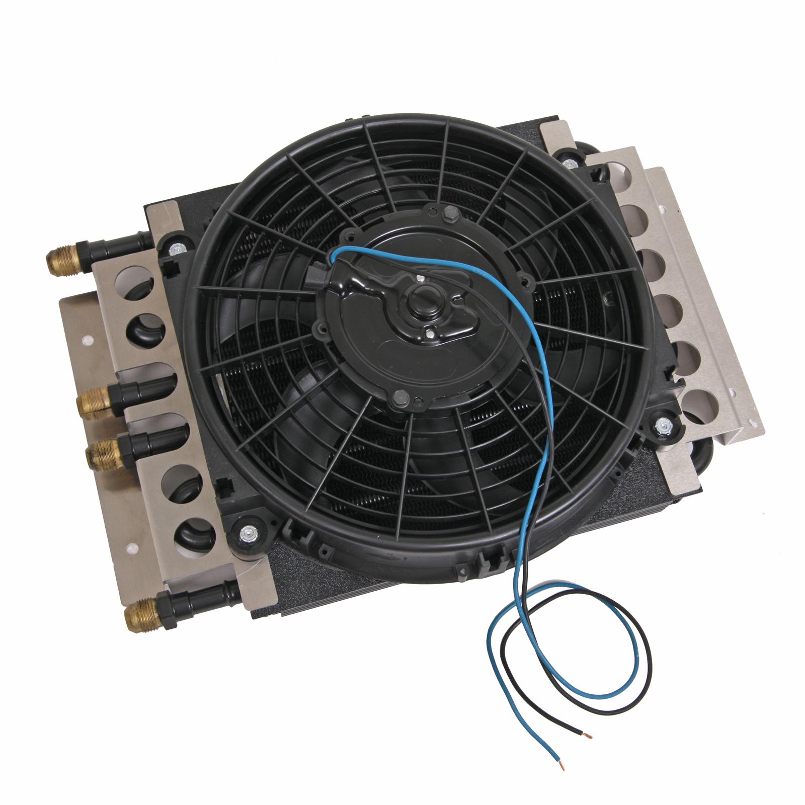 Derale Electra-Cool Remote Fluid Coolers 15220 Cooler, Electra-Cool, Tube and Fin, Copper/Aluminum, Black, 11.5 in. x 15.7 in. x 4 in., 650 cfm Fan