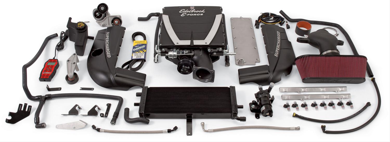 Edelbrock E-Force Corvette C6 Stage 1 Street Legal Supercharger Kits for 2008-2013 CORVETTE - 1590 System, E-Force, Corvette, Serpentine, Non Dry Sump Models Only, Chevy, LS3, 6.2L, Kit thumbnail 2