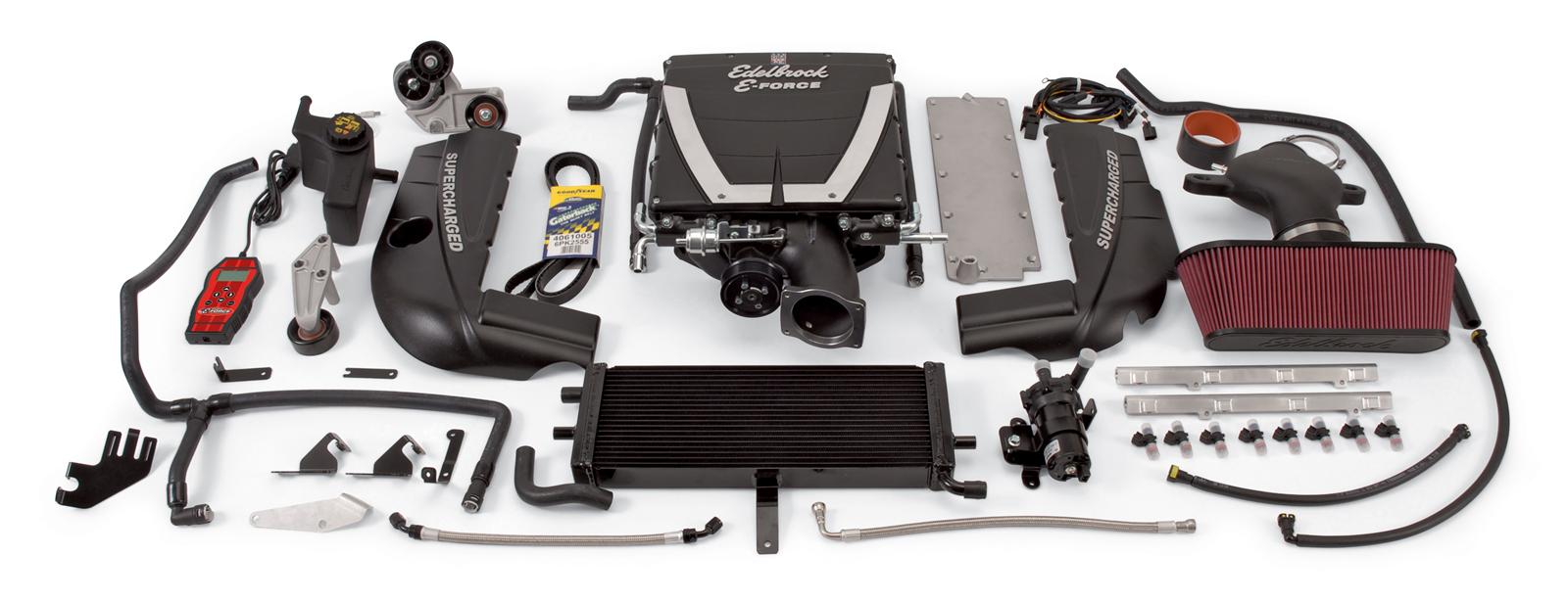 Edelbrock E-Force Corvette C6 Stage 1 Street Legal Supercharger Kits for 2008-2013 CORVETTE - 1590 System, E-Force, Corvette, Serpentine, Non Dry Sump Models Only, Chevy, LS3, 6.2L, Kit