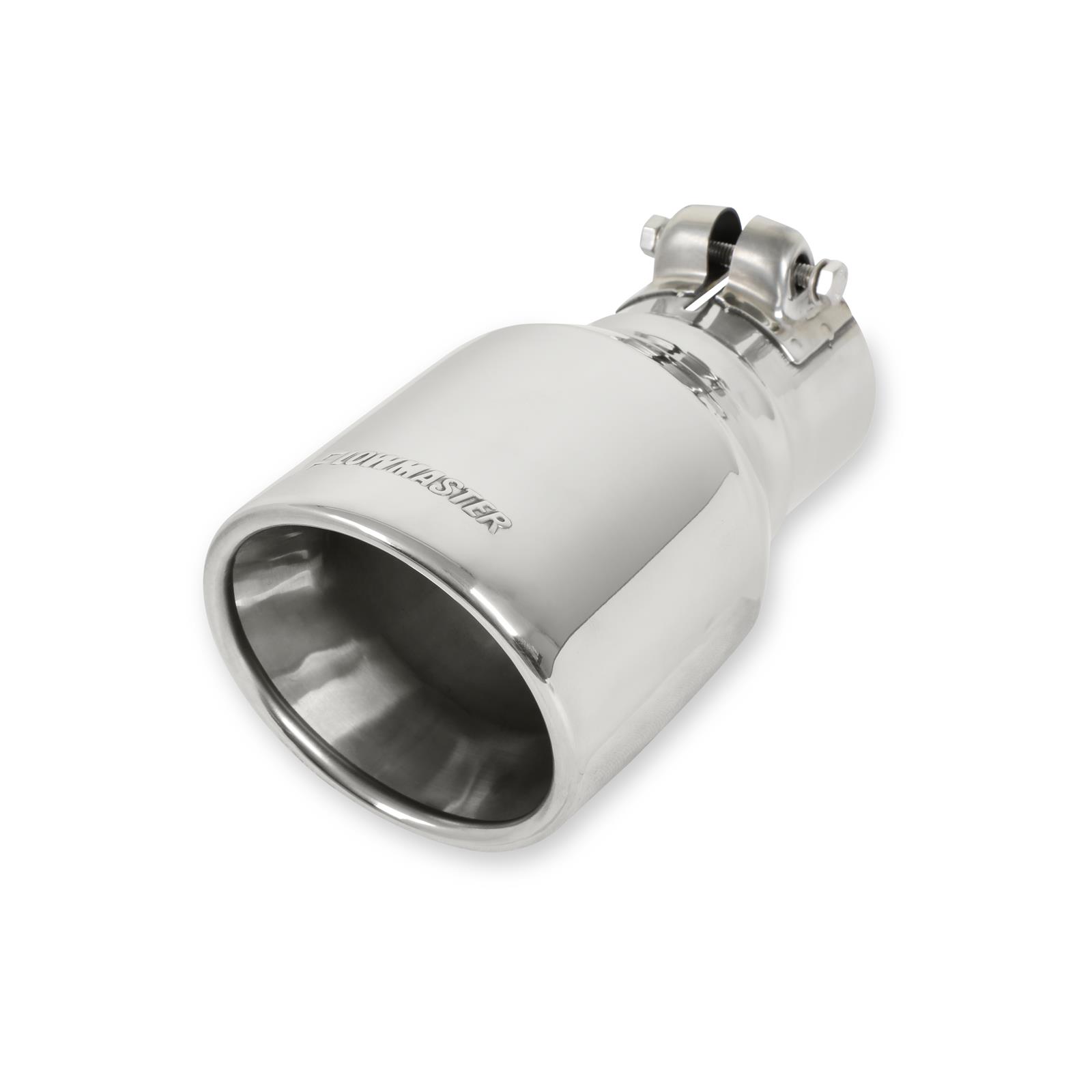 Flowmaster Round, Polished 2.50 Inch Exhaust Tip 15365 Tip, Stainless, Polished, Straight/Rolled Edge, 2.5 in. Inlet, 4 in. Outlet, 7.5 in. Long, Each