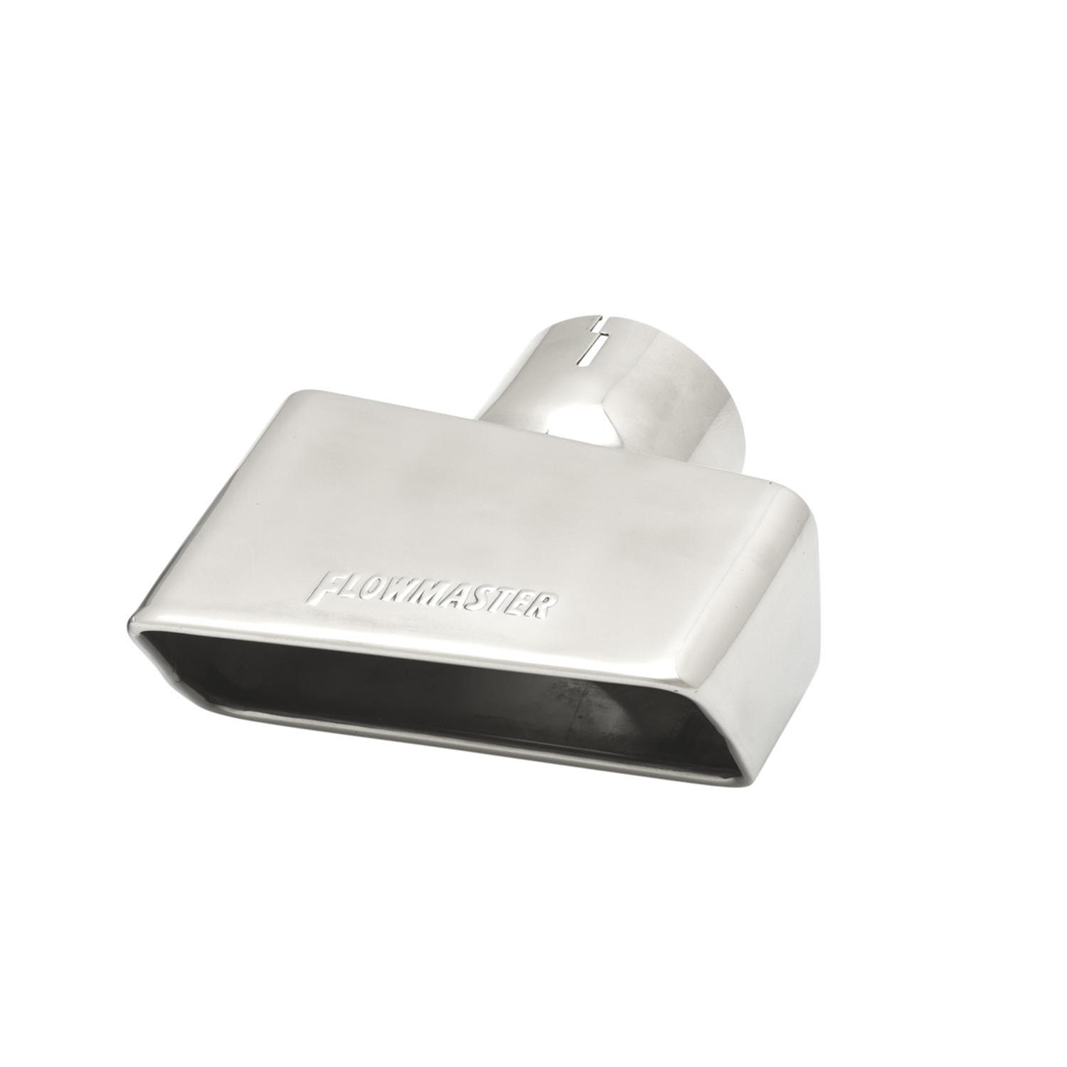 Flowmaster Square, right side, Polished 3 Inch Exhaust Tip 15393 Tip, Single, Clamp-on, Stainless, Polished, in. Inlet I.D., 7 in. Length, Each