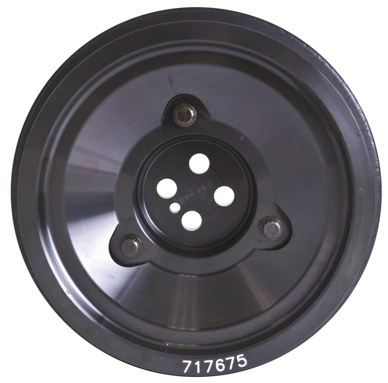 Fluidampr Alternator Pulleys 717675-000 Pulley, Dual Belt, 7/5 Groove, 8 in. Diameter, Bolt-on, Aluminum, Black, Ford, Powerstroke, Each