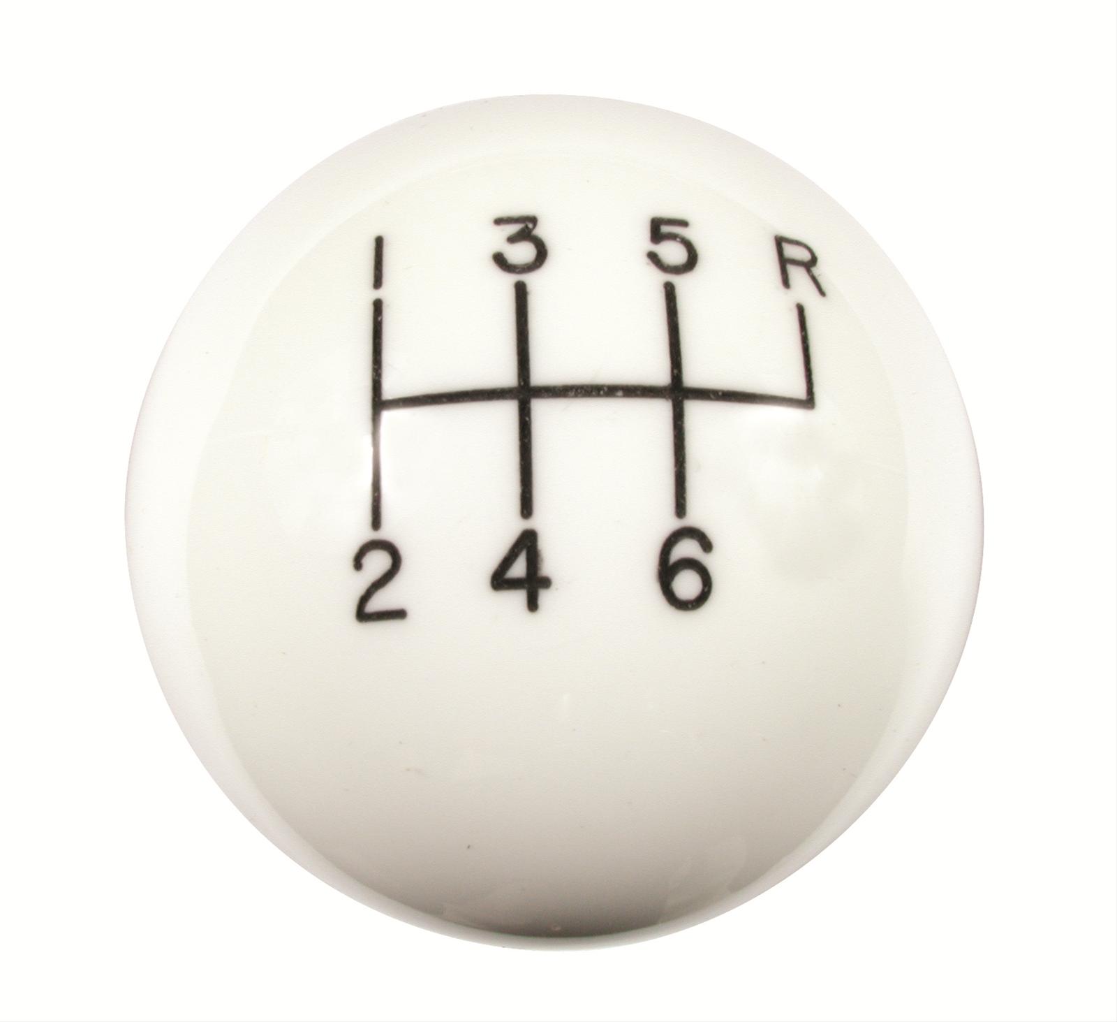 Hurst Classic Shift Knobs 1630056 Knob, Round, Plastic, White, 6-Speed Pattern, Manual Transmission, Each
