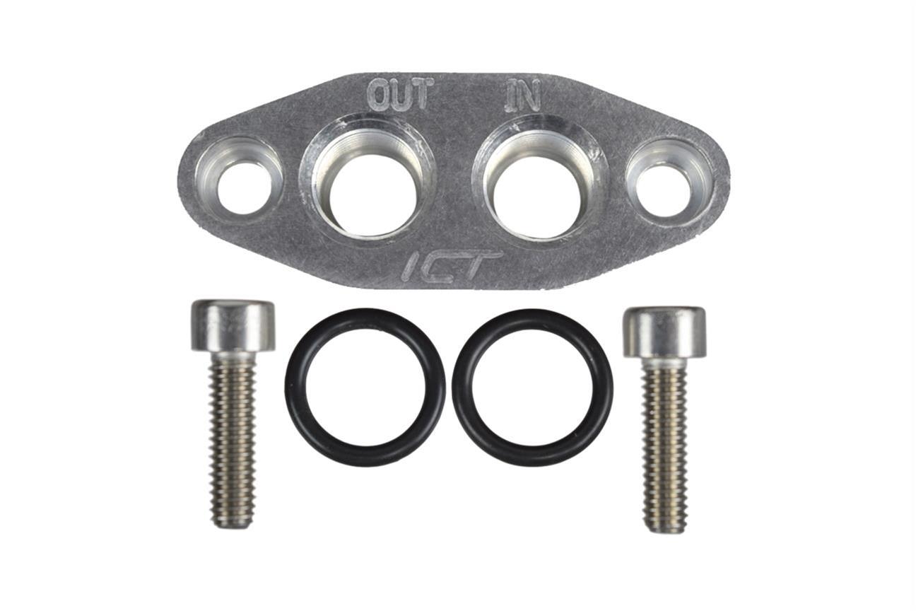 ICT Billet Oil Cooler Adapter Plates 551600 Hose Kits, Plates, Aluminum, Bolt-on, -6 AN O-ring, Female AN, Chevy, Small Block LS, Each thumbnail 2