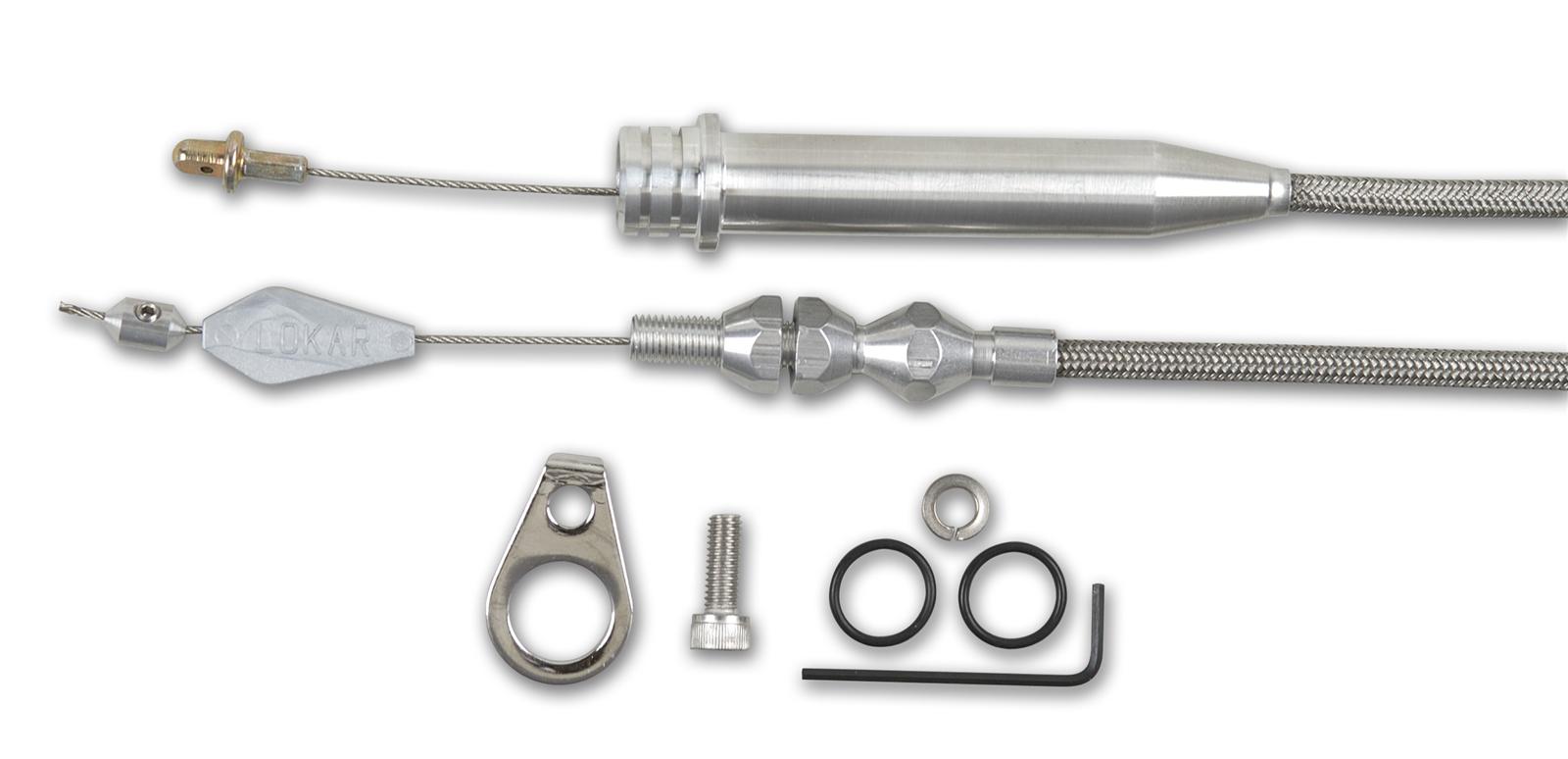 Lokar Hi-Tech Kickdown Kits KD-2700TP Automatic Transmission Cable, Hi-Tech, Natural Braided Stainless Steel, Natural Aluminum Fittings, GM, 700R4, Kit