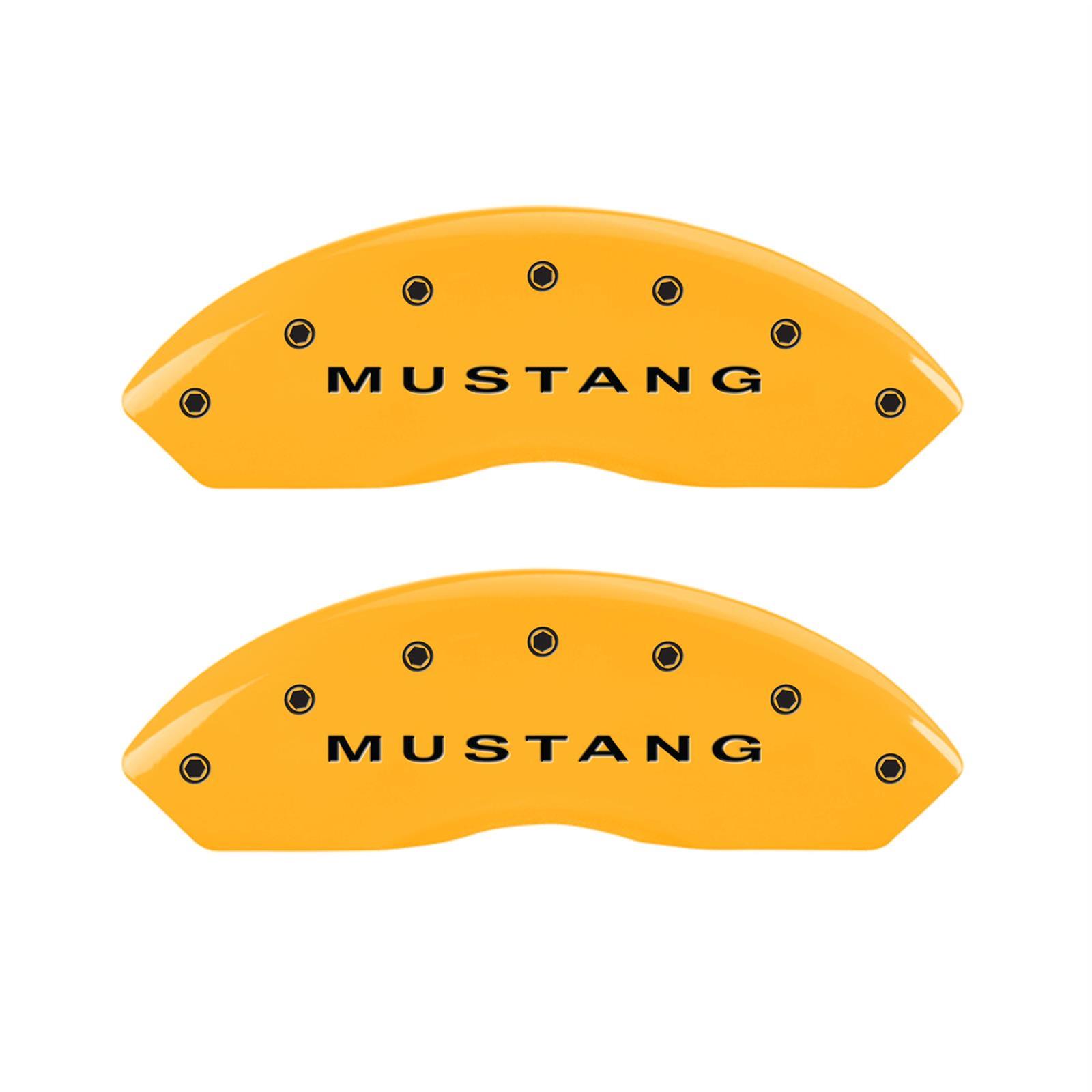 MGP 4 Caliper Covers Engraved Front Mustang Rear S197/GT Yellow Finish Black Char 2003 Ford Mustang