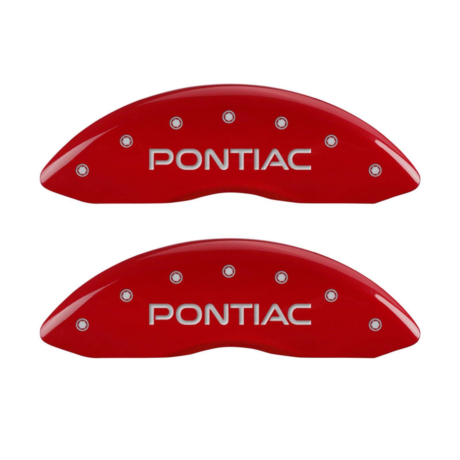 MGP 4 Caliper Covers Engraved Front Pontiac Rear Arrow Red Finish Silver Char 04 Pontiac Bonneville
