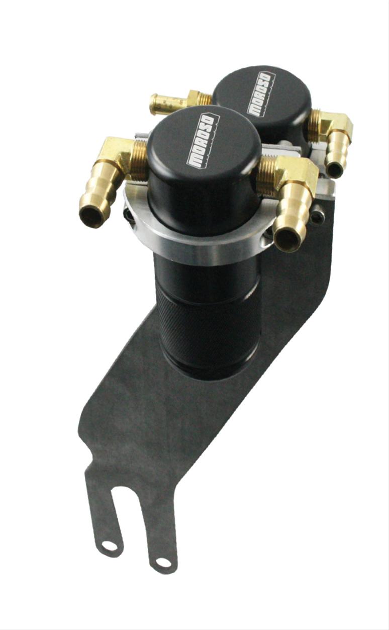 Moroso 05-11 Lotus Elise/Exige Air/Oil Separator Catch Can - Small Body - Billet Aluminum - Black