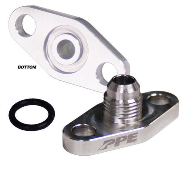 Pacific Performance Engineering Turbocharger Oil Feed Line Adapters 516001000 Adapter, Turbo Feed, T4 Series, -6 AN Male Thread, Aluminum, Natural, Each thumbnail 2