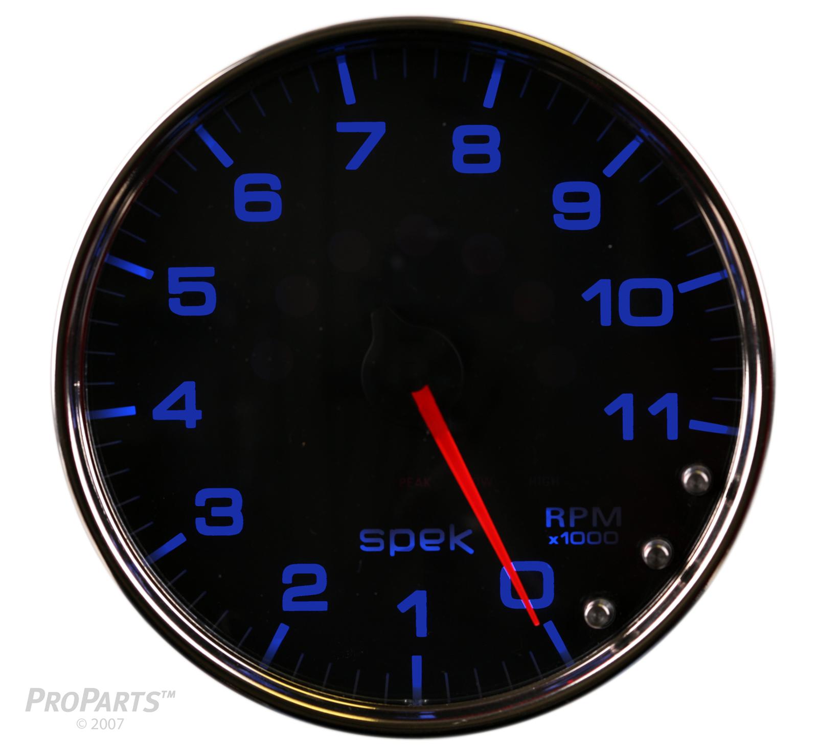 Autometer Spek-Pro Gauge Tachometer 5in 11K Rpm W/Shift Light & Peak Mem Black/Chrome thumbnail 2