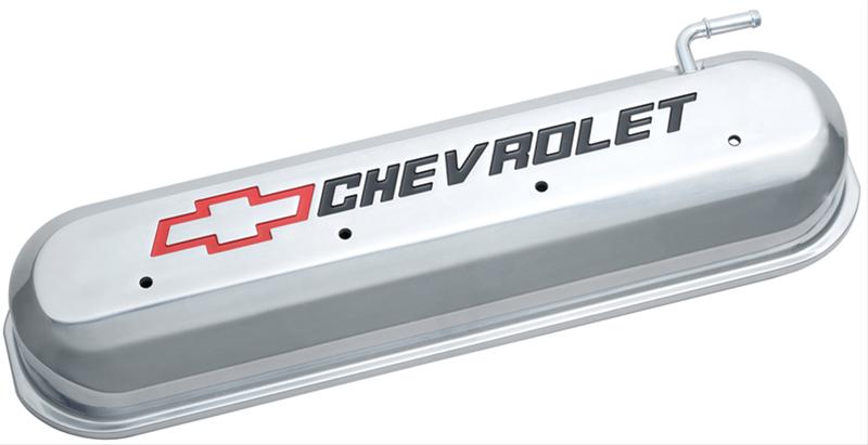 Proform Slant Edge Diecast Aluminum Valve Covers 141-264 Cover, Cast Aluminum, Polished, Chevrolet Logo, Chevy, Small Block, LS, Pair