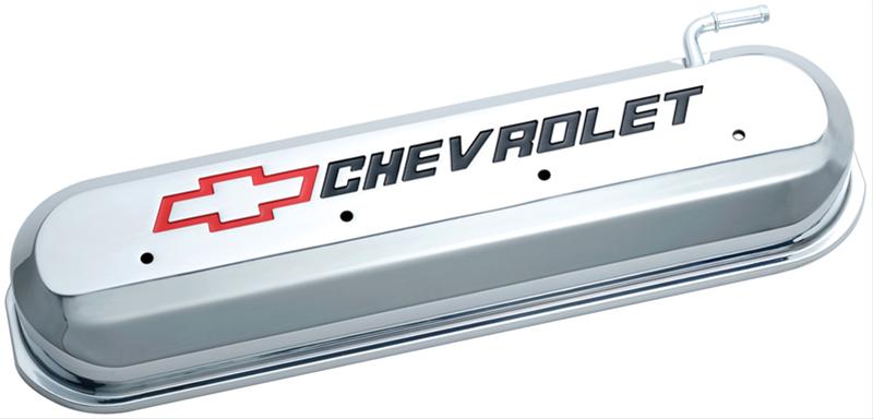 Proform Slant Edge Diecast Aluminum Valve Covers 141-265 Covers, Cast Aluminum, Chrome, Chevrolet Logo, Chevy, Small Block LS, Pair