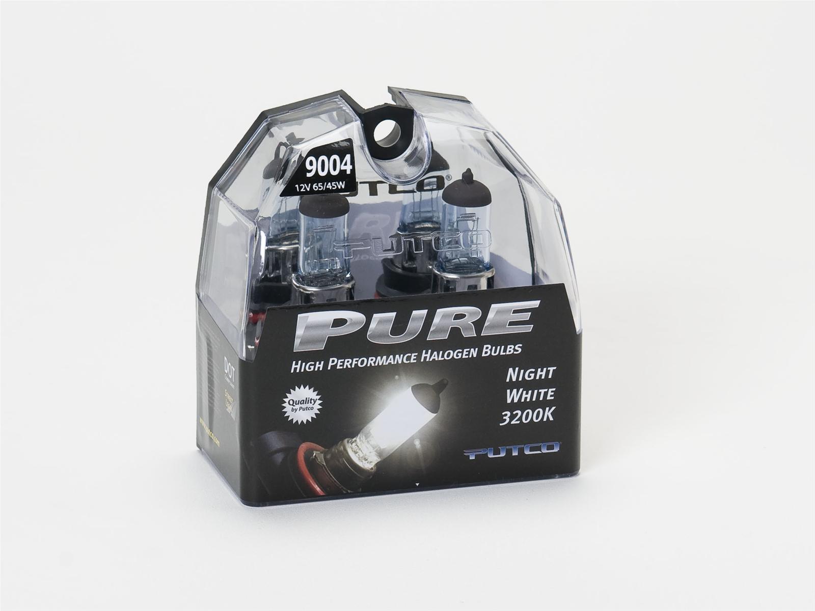 Putco Pure Halogen Bulbs 239004NW Light Bulbs, Halogen, Night White, 3200K, 9004, 45/65W, Pair