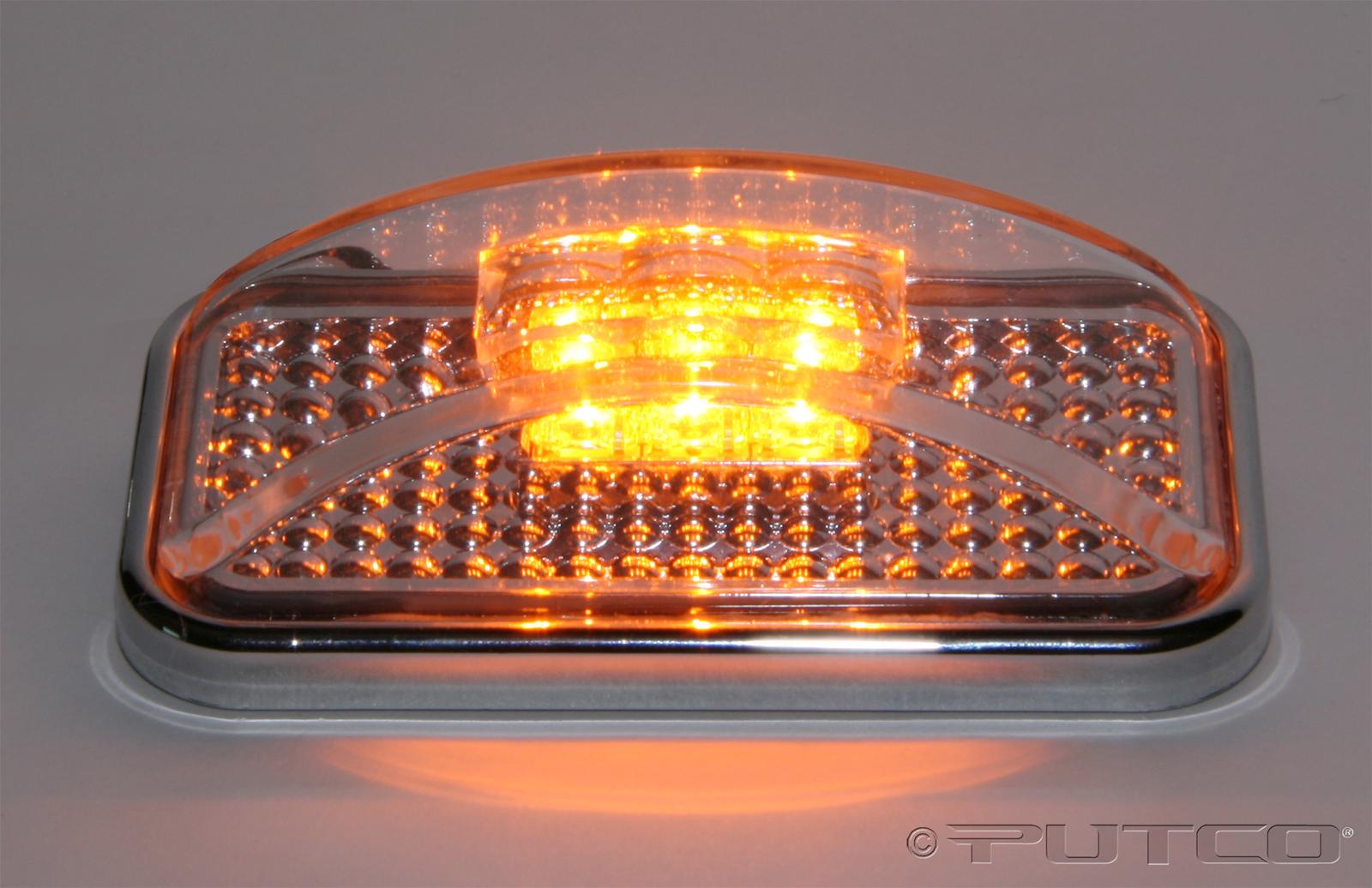 Putco Universal LED Side Markers 900003 Marker Light Assembly, LED, Clear Lens, Amber LED, 3 in. x 1in., Each