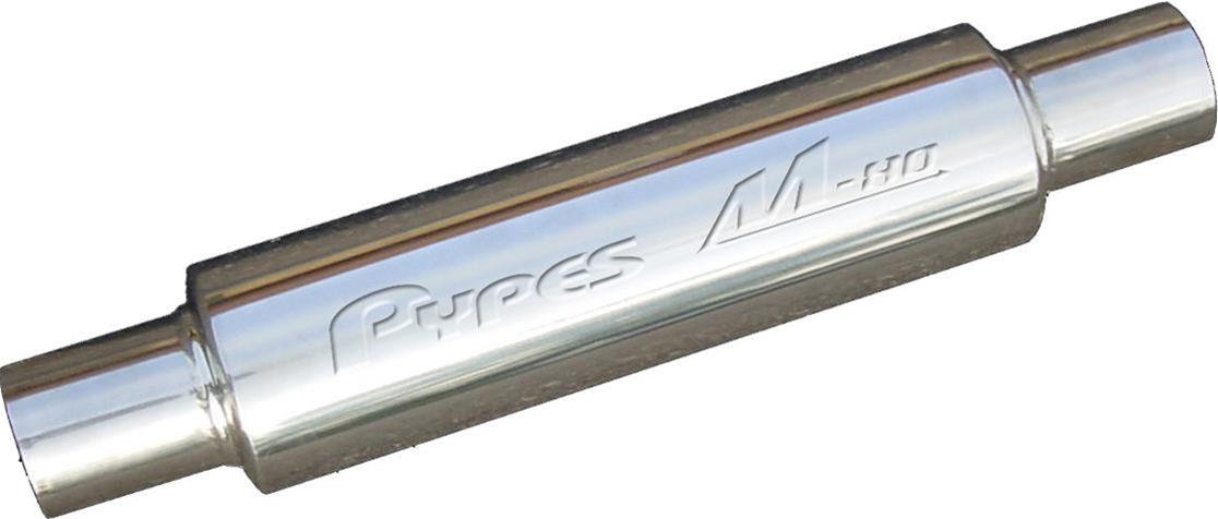 Pypes M-80 Round Case 304 Stainless Steel 3 Inch Muffler MVR203S Muffler, Series, Steel, Polished, 3.0 in. Center Inlet/3.0 in. Center Outlet, Each