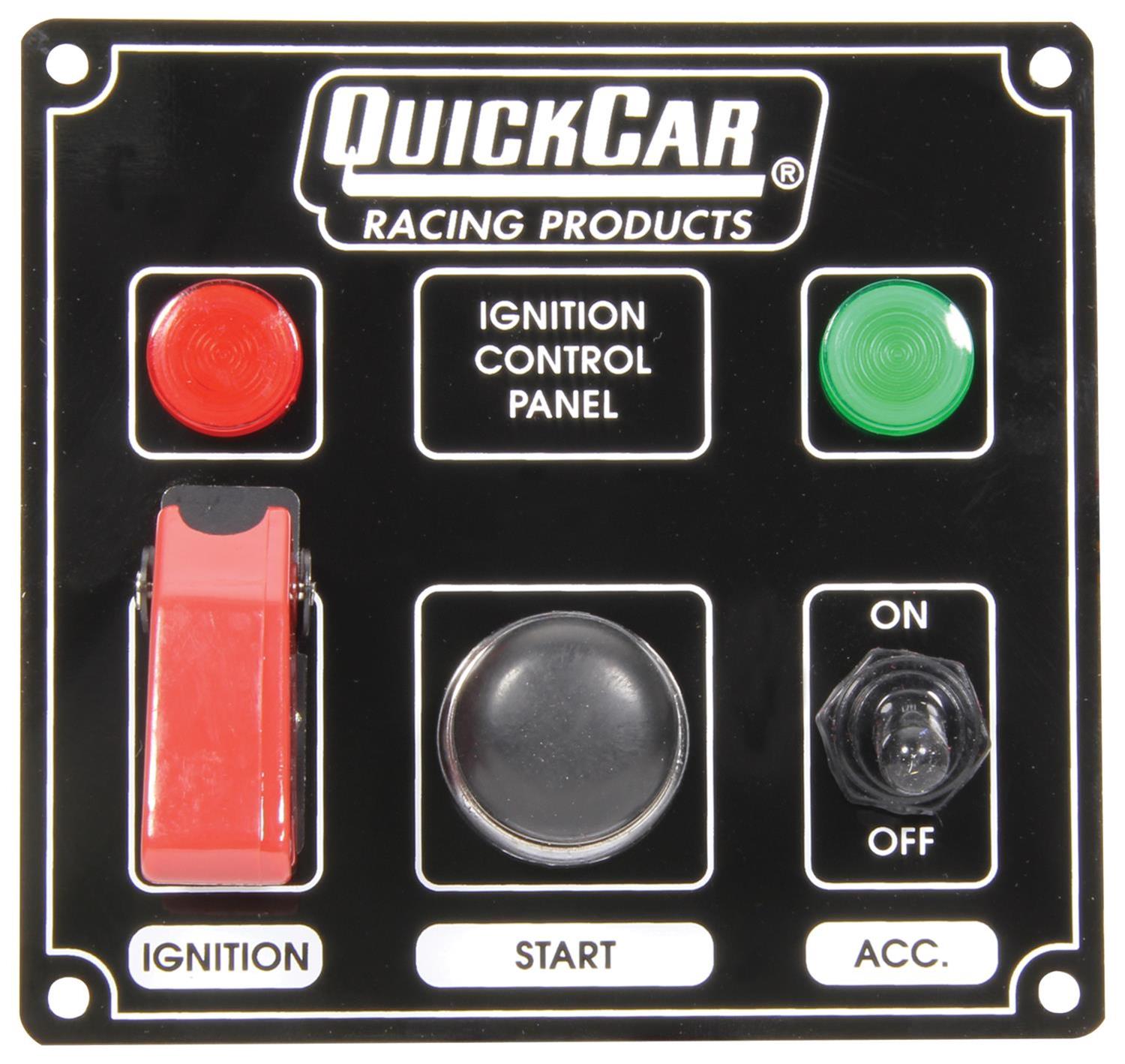 QuickCar Ignition Control Panels 50-823 Electrical Switch Panels, Panels, 3 Switches, Lighted, Toggle Style, Push Button Starter Switch, Aluminum, Black, Dash Mount, Each thumbnail 2