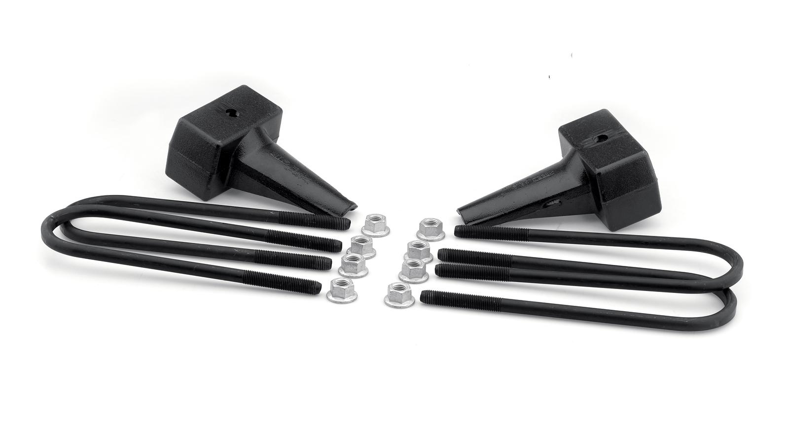 ReadyLift Suspension Rear Block Kits for 2011-2016 F-250 SUPER DUTY, F-350 F-450 DUTY - 66-2014 Blocks and U-Bolts, Cast Iron, 4.00 in. Thick, Ford, Rear, Pair