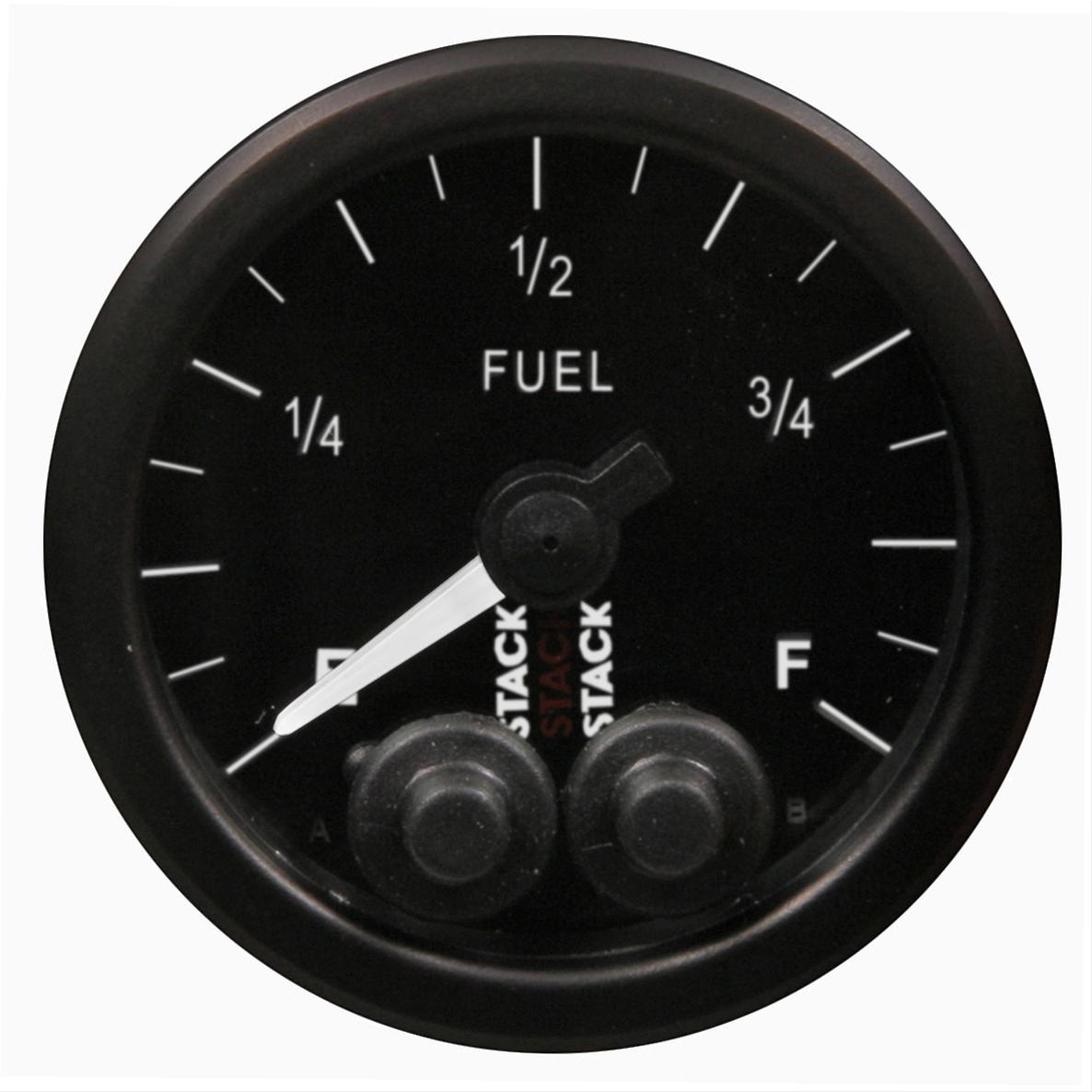 Stack Pro-Control Stepper Motor Analog Gauges ST3515 Gauge, Pro Control, Fuel Level, 0-280 Ohms, 2 1/16 in., Black Face, Analog, Electrical, Each