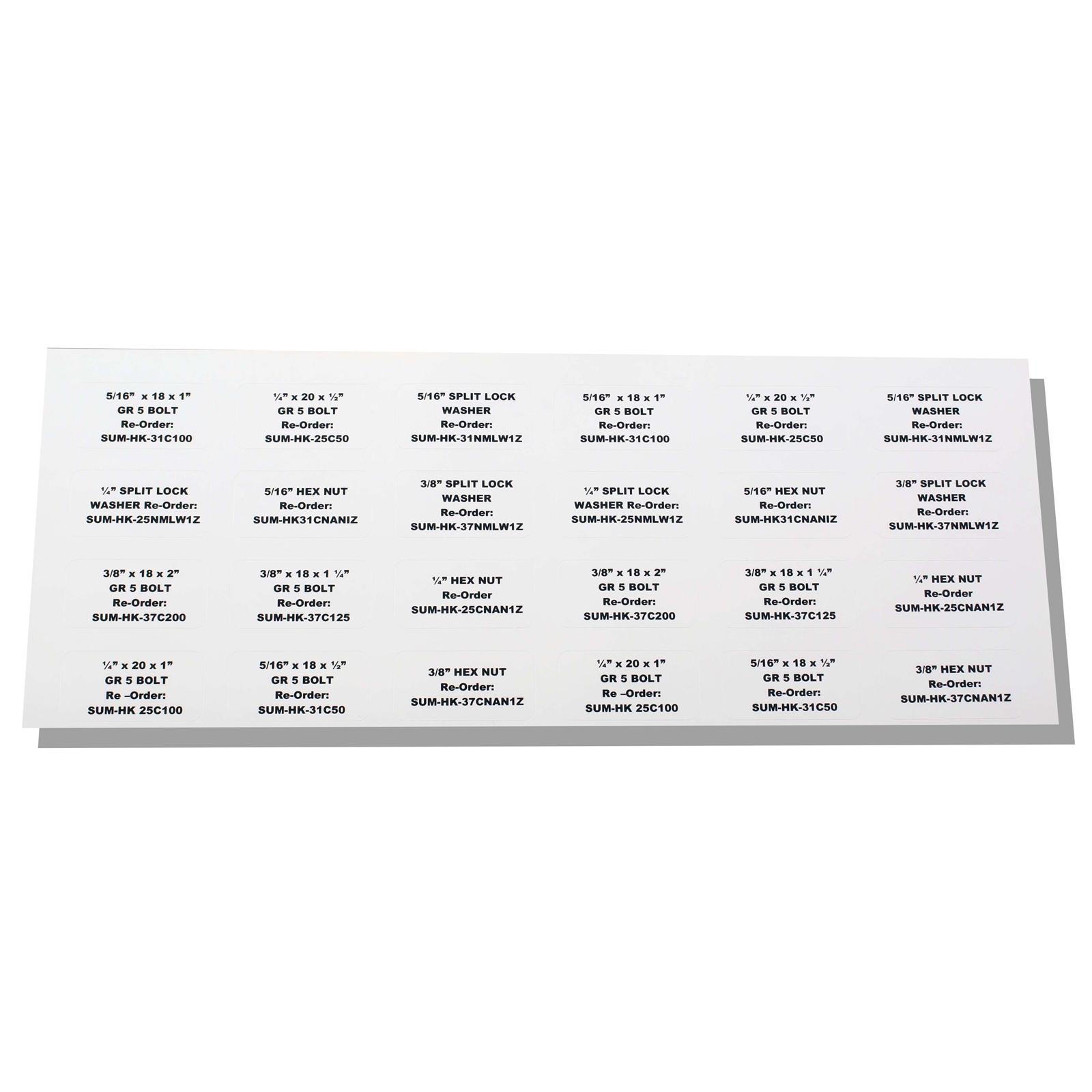 Summit Racing SUM-HK-SAELABELS Summit Racing™ SAE Bolt Bin Labels