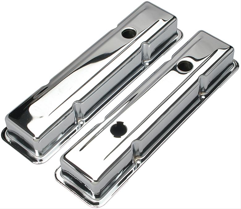 Trans-Dapt Performance Chrome Valve Covers 9518 Covers, Stock Height, Steel, Chrome, Plain, Chevy, Small Block, Pair thumbnail 2