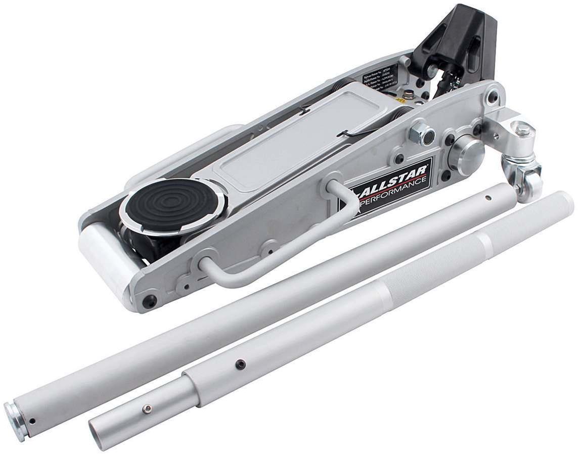 Allstar Performance Aluminum Pit Jacks ALL10425 Floor Jack, Aluminum, Silver, 3,000 lbs. Capacity, 17 1/2 in. Maximum Height, 6-Pump, Each