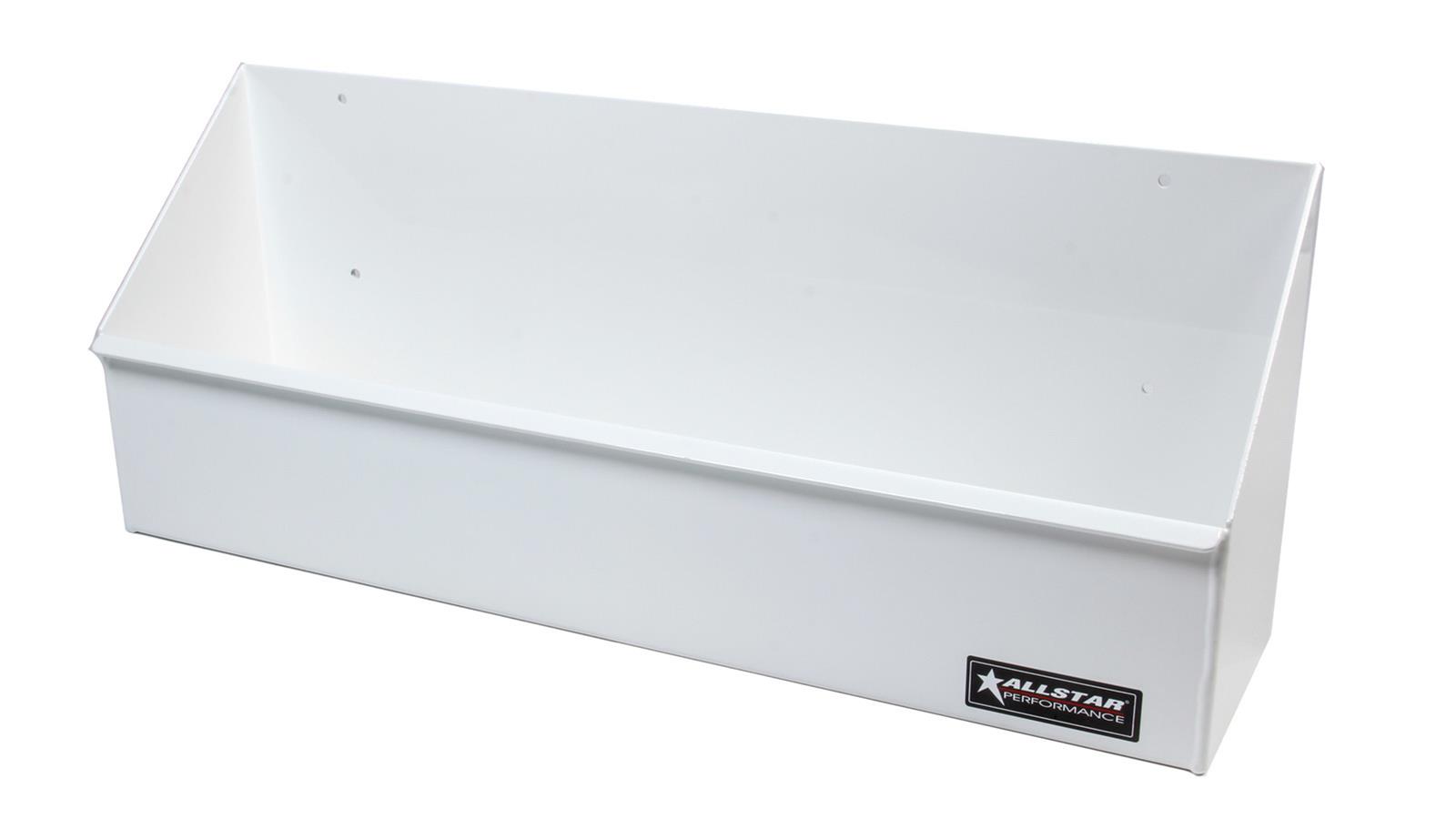 Allstar Performance Oil Bottle Shelves ALL12268 Trays mount to shop or trailer wall and measure 4-1/2 in deep making them perfectly sized to hold most quart bottles