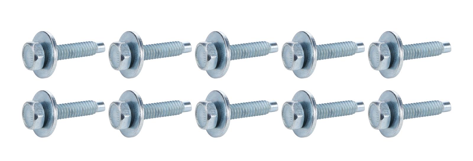 Allstar Performance Body Bolts ALL16555 Fasteners, Bolts, Hex Head, 1/4 in.-20 Thread Size, 1.125 in. Length, Steel, Silver, Set of 10