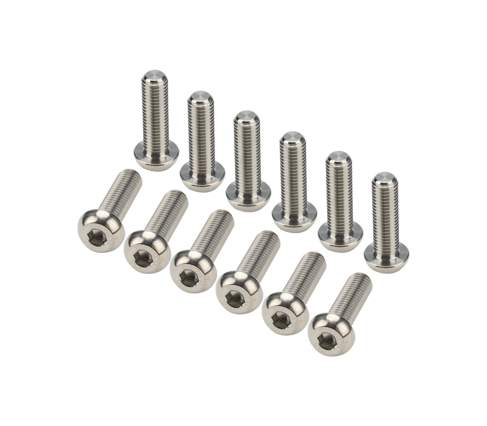 Allstar Performance Fastener Hardware Assortments ALL17008 kit includes (12) 1/4 in-28 x 7/8 in button head titanium bolts.