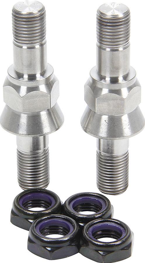Allstar Performance Fastener Hardware Assortments ALL17024 kit includes (2) taper cone titanium studs and (4) 1/2 in-20 black half nuts.