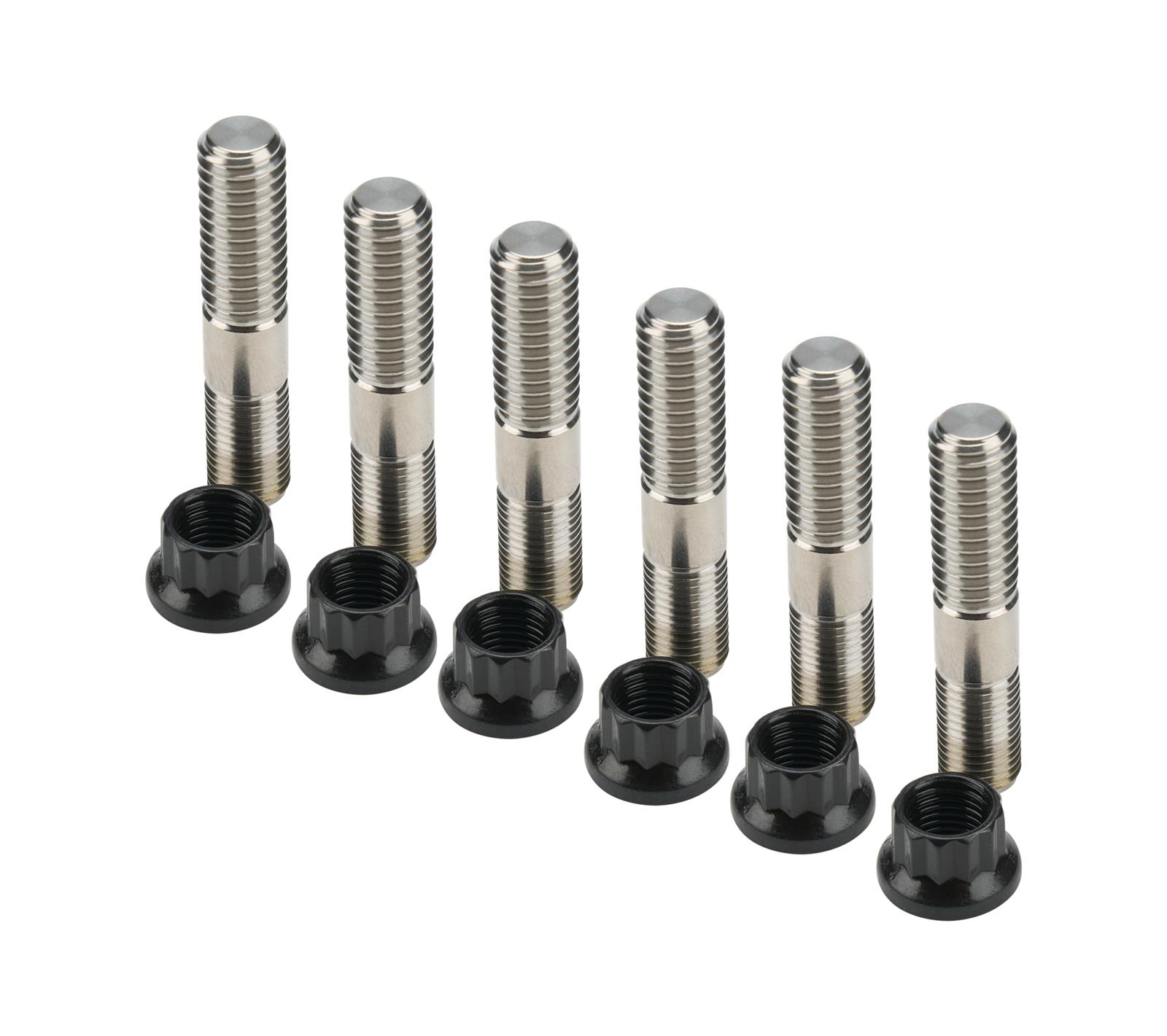Allstar Performance Fastener Hardware Assortments ALL17030 kit includes (6) titanium studs and (6) steel nuts.