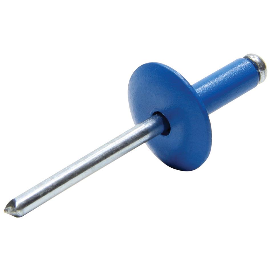 Allstar Performance Large Head Rivets ALL18014 Rivets, Blue, Steel, Aluminum, Size 3/16 in., Diameter 5/8 in., Grip Range 0.250-0.375 in., Set of 250.