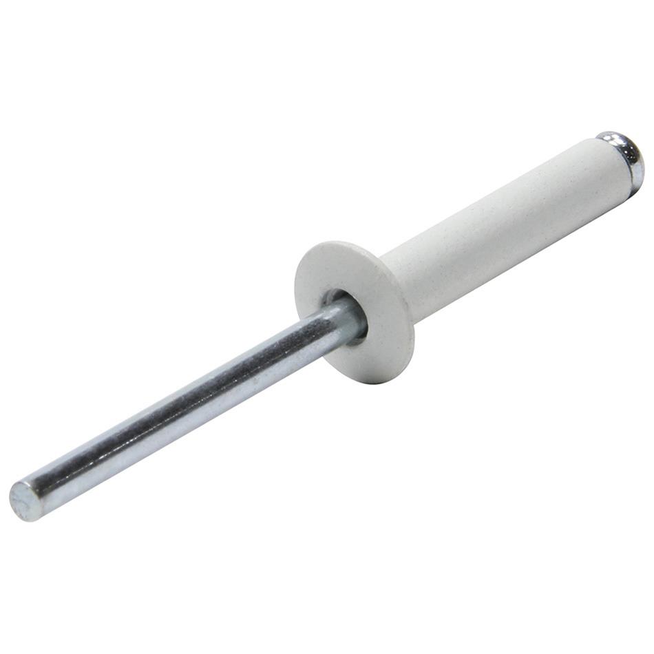 Allstar Performance Small Head Rivets ALL18021 Rivets, White, Steel, Aluminum, Size 3/16 in., Diameter 3/8 in., Grip Range 0.625-0.750 in., Set of 250.