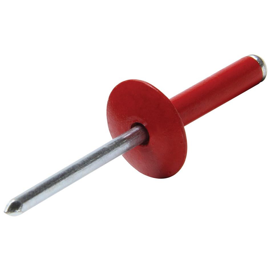 Allstar Performance Small Head Rivets ALL18032 Rivets, Red, Steel, Aluminum, Size 3/16 in., Diameter 5/8 in., Grip Range 0.625-0.750 in., Set of 250.