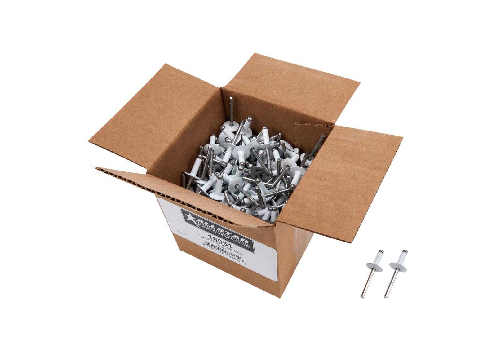 Allstar Performance Large Head Rivets ALL18051 Rivets, Blind Rivet, 3/16 in. Rivet, 5/8 in. Head, Aluminum, White, Set of 250