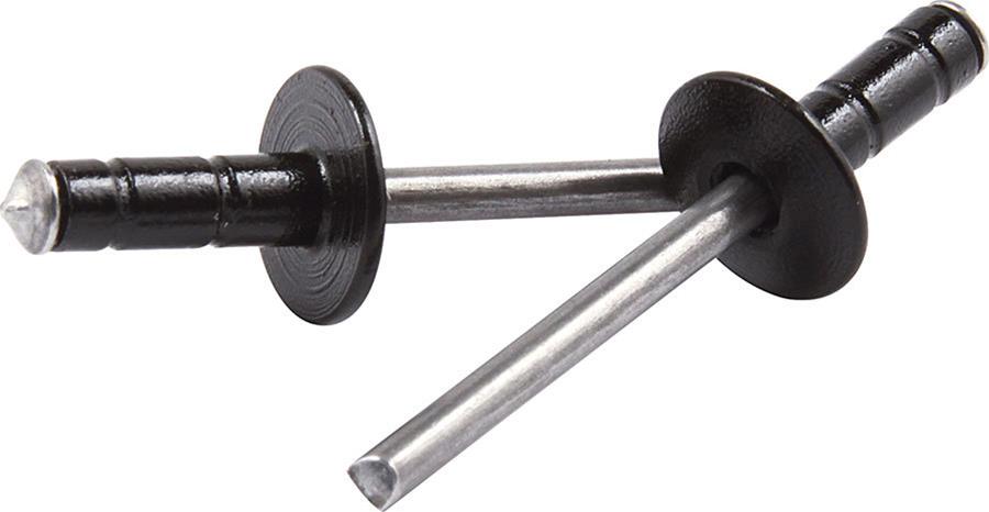 Allstar Performance Multi-Grip Rivets ALL18071 Rivets, Blind Rivets, Multi-Grip, 3/16 in. Rivet, 1/2 in. Head, Aluminum, Black, Set of 250