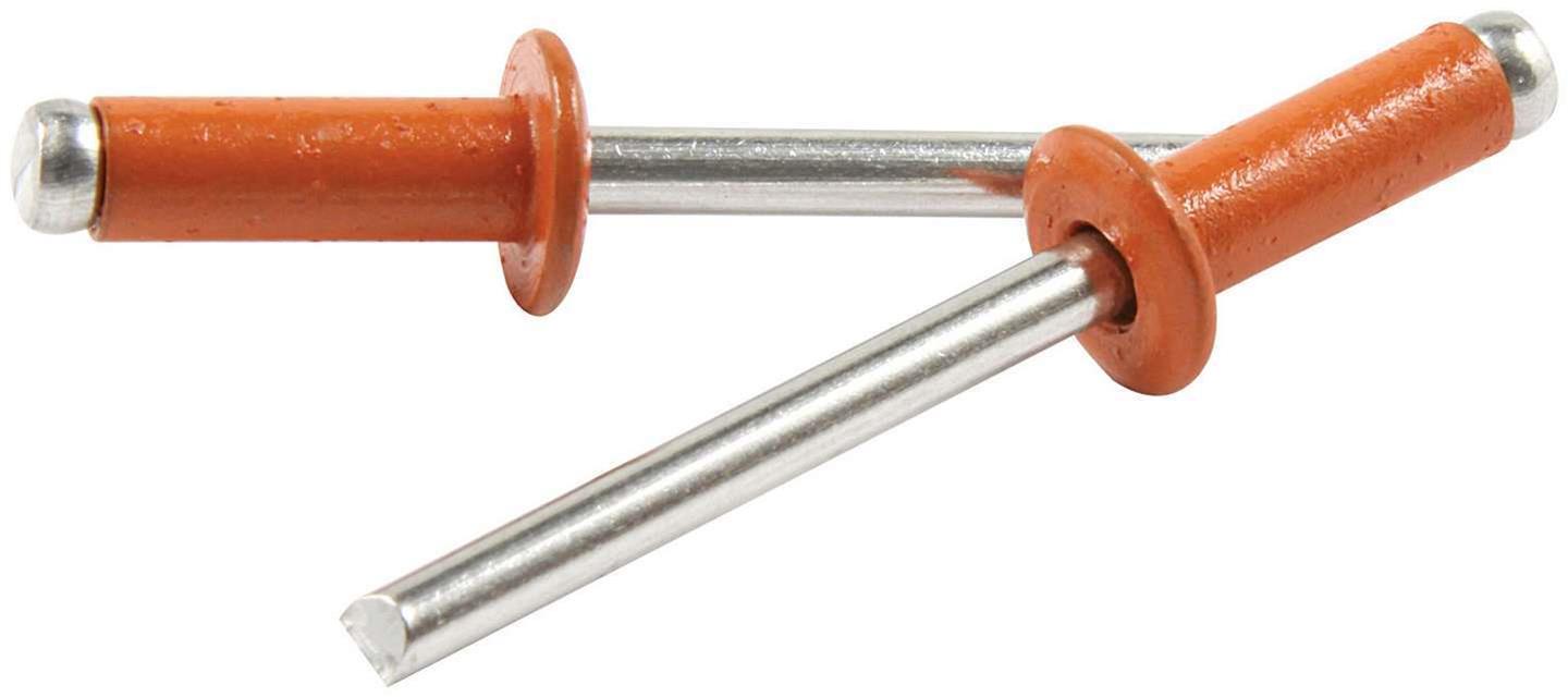 Allstar Performance Small Head Rivets ALL18137 Rivets, Blind Rivets, 3/16 in. Rivet, 3/8 in. Head, Aluminum, Orange, Set of 250