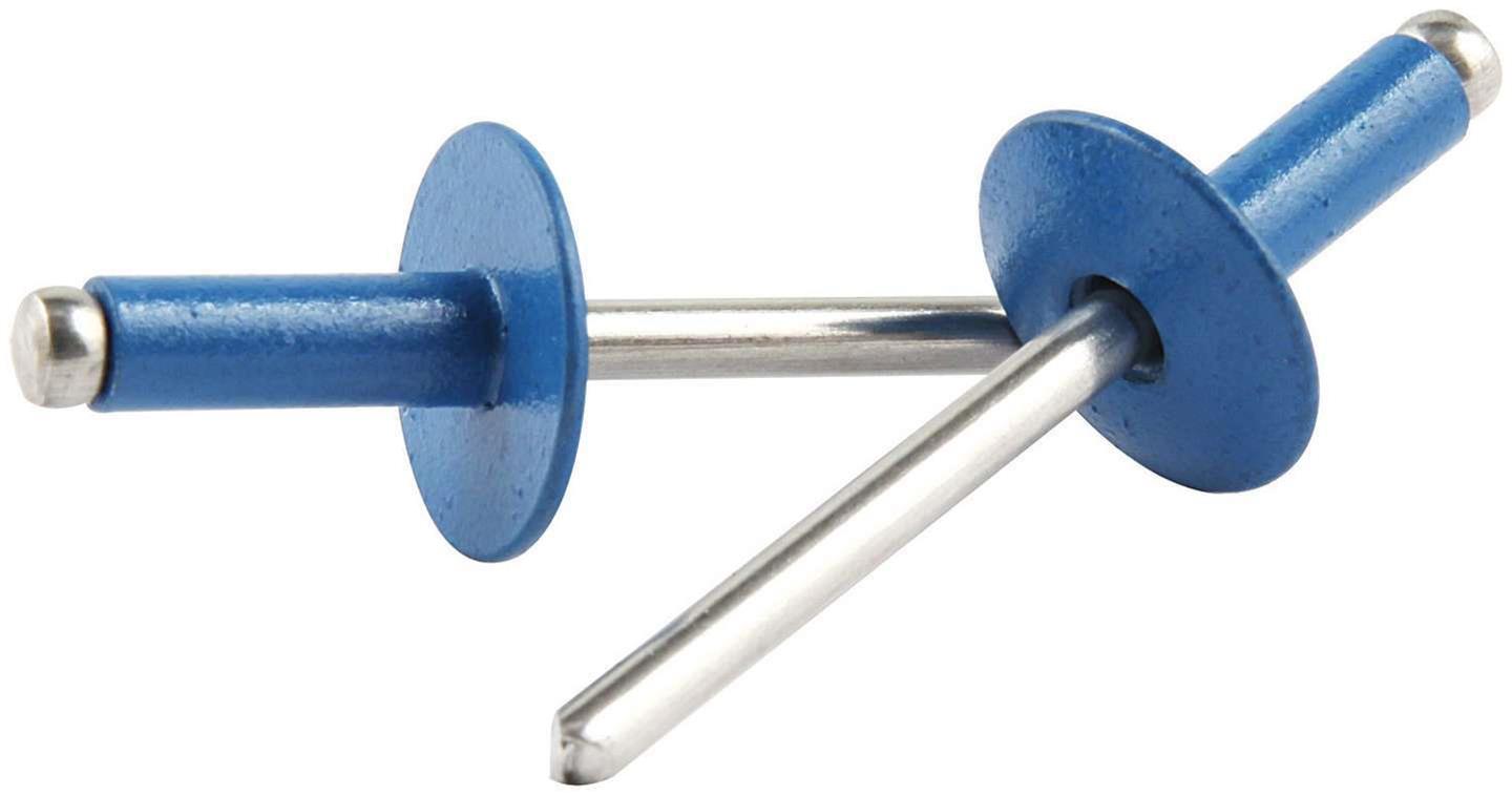 Allstar Performance Large Head Rivets ALL18175 Rivets, Head, Blind Rivet, 3/16 in. Rivet, 9/16 in. Head, Aluminum, Pepsi Blue, Set of 250