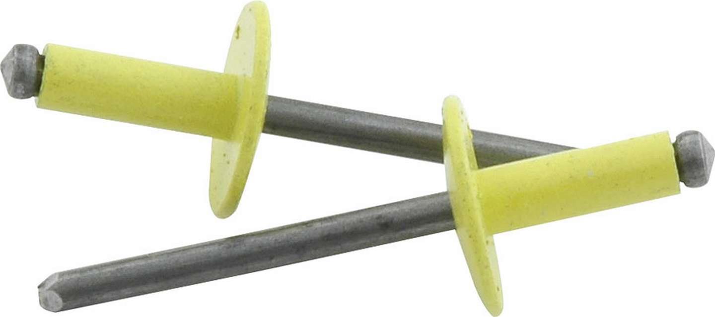 Allstar Performance Large Head Rivets ALL18180 Rivets, Blind Rivets, 3/16 in. Rivet, 9/16 in. Head, Aluminum/Steel, Yellow, Set of 250