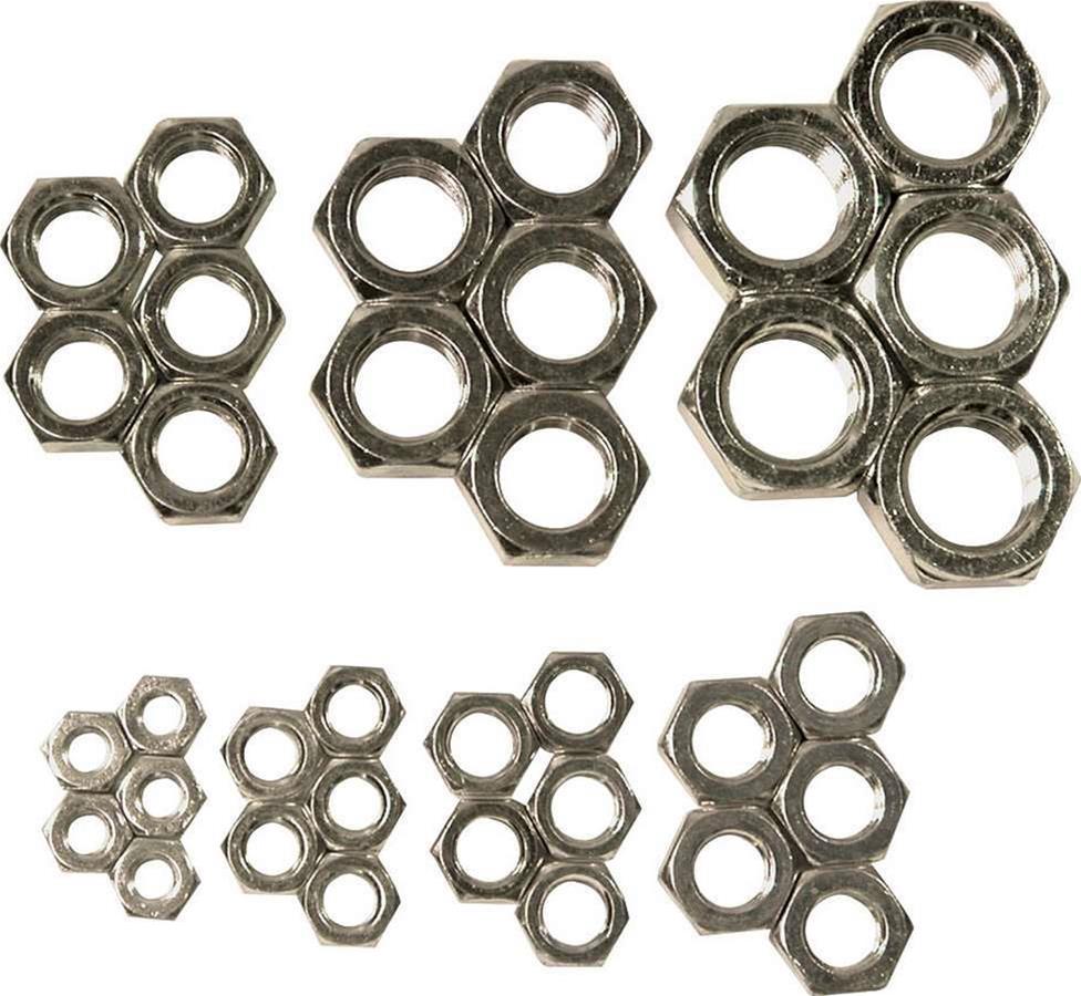 Allstar Performance Steel Jam Nut Assortments ALL18291 Assortment, Steel, Zinc Plated, Left Hand Thread, Set of 35