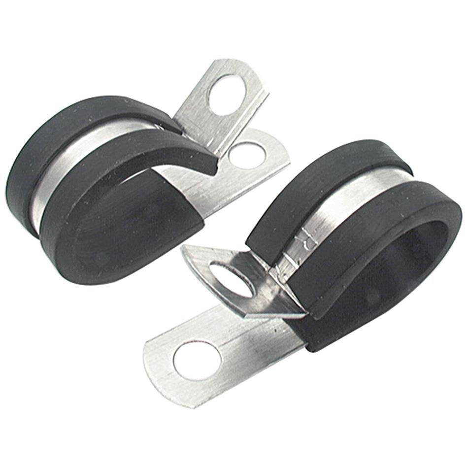 Allstar Performance Aluminum Line Clamps ALL18304-50 Hose Mounting Clamps, Cushioned, Aluminum, Natural, One 5/8 in. Diameter Hole, Set of 50