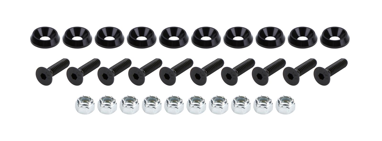 Allstar Performance Countersunk Bolt Kits ALL18629 Kit 1/4 in x 1 in, Black