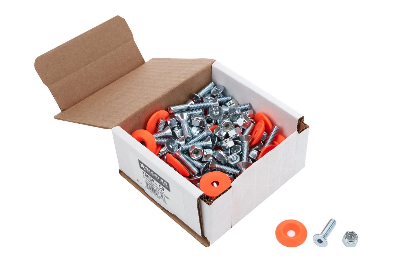 Allstar Performance Countersunk Bolt Kits ALL18689-50 Hardware, Kit Fluor Orange 50pk