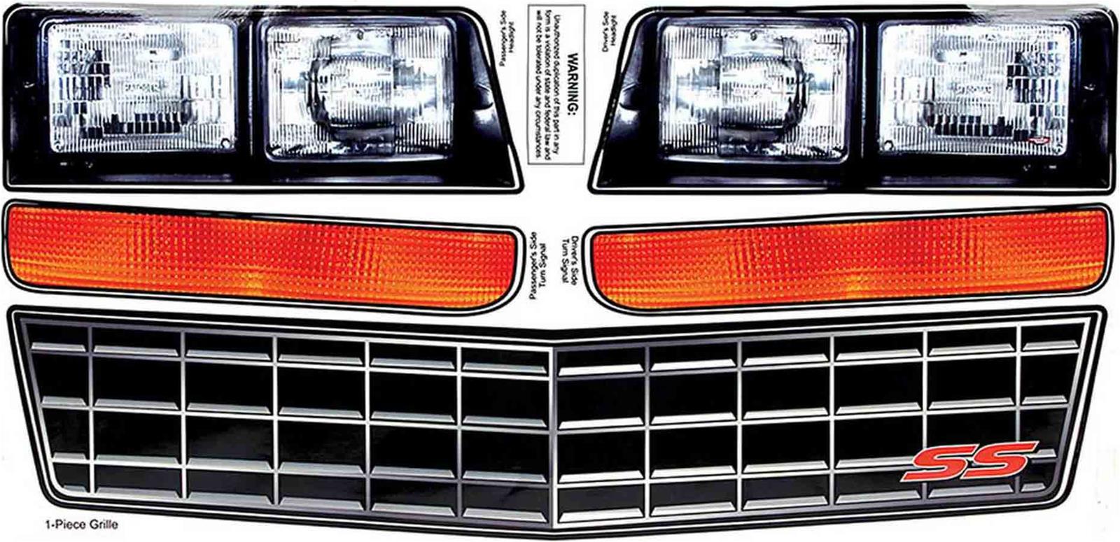 Allstar Performance Custom Graphics Decal Kits ALL23014 Bumper Cover Decals, Circle Track, Vinyl, Headlights, Turn Signals, Grille, Front, Kit
